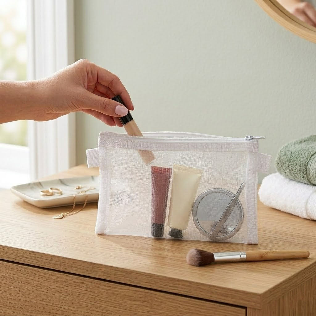 Minimalist Transparent Mesh Stationery Pouch