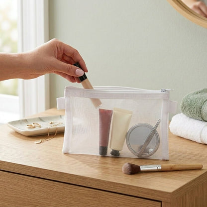 Minimalist Transparent Mesh Stationery Pouch
